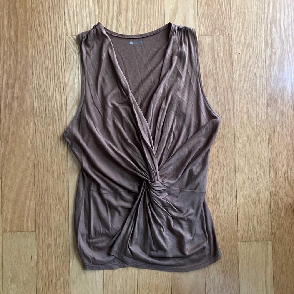 Three Dots Brown Twist Front Tank Top